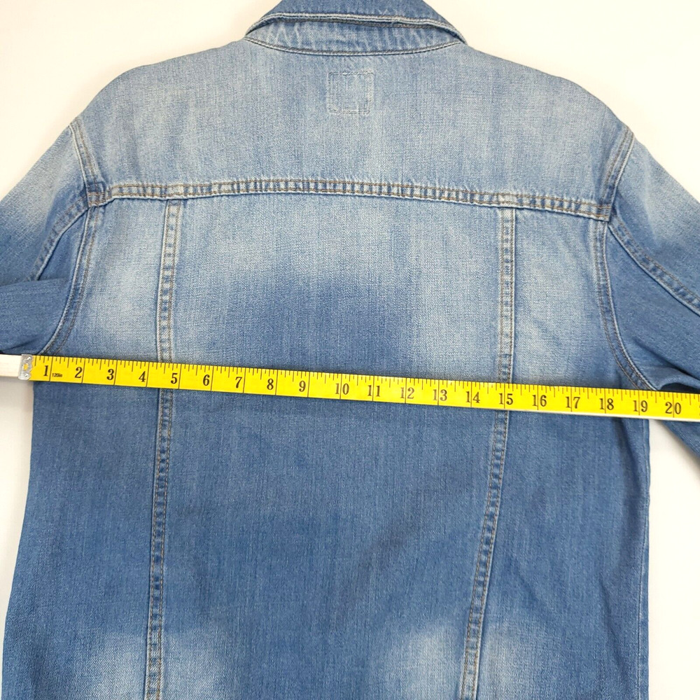 Kensie Embellished Distressed Jean Jacket Women S Denim Blue Long Sleeve - Picture 5 of 13